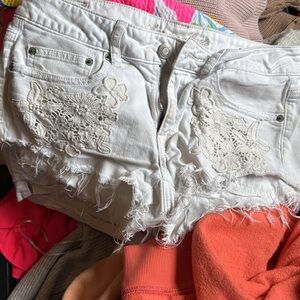 White Lace-Embellished Women's Shorts